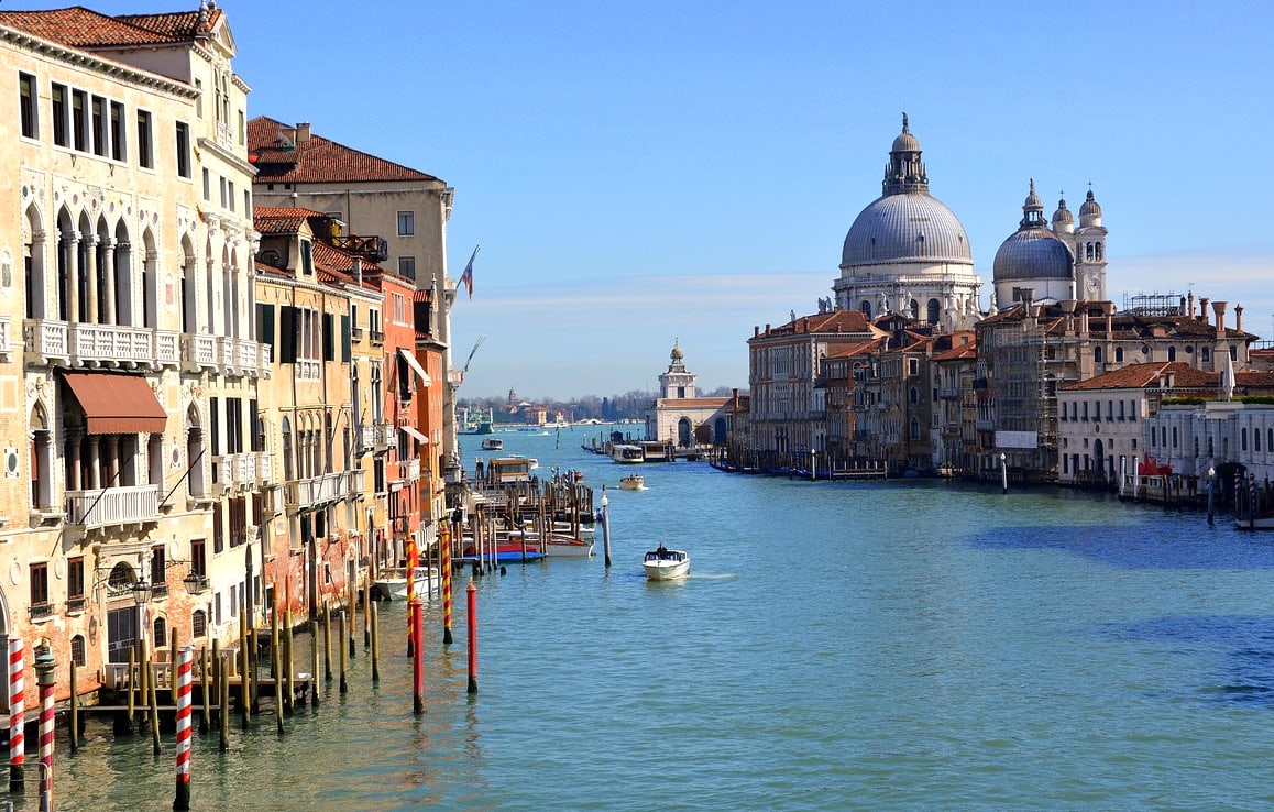 The Grand Canal and Venetian architecture in the soft light of blue hour